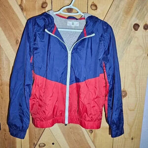 Women's Pink Rose Jacket, M, Navy Blue & Red retro style track windbreaker‎